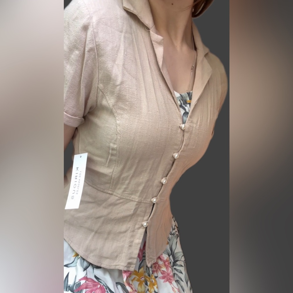Beige Top Pearl Buttons